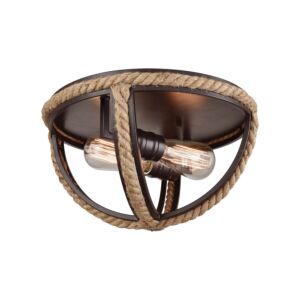 Natural Rope 2-Light Flush Mount in Oil Rubbed Bronze