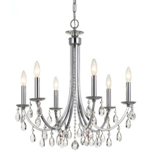 Crystorama Bridgehampton 6 Light 26 Inch Chandelier in Polished Chrome with Hand Cut Crystal Crystals