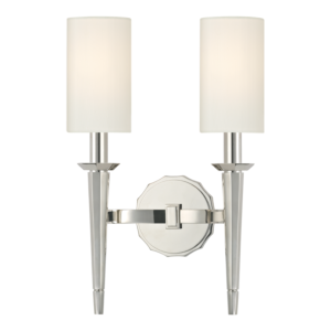 Hudson Valley Tioga 2 Light 17 Inch Wall Sconce in Polished Nickel