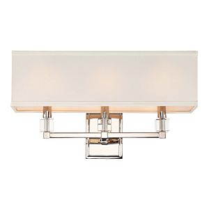 Crystorama Dixon 3 Light 25 Inch Bathroom Vanity Light in Polished Nickel with Crystal Cubes Crystals