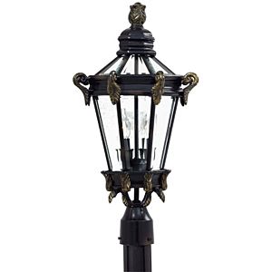 The Great Outdoors Stratford Hall 2 Light 24 Inch Outdoor Post Light in Heritage with Gold Highlights