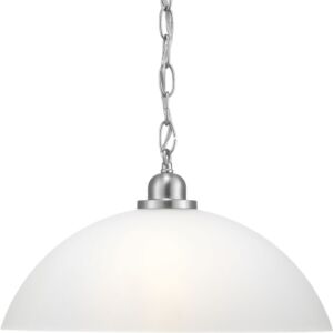 Classic Dome Pendant 1-Light Pendant in Brushed Nickel