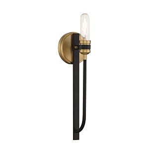 Kenyon 1-Light Wall Sconce in Bronze with Warm Brass Accents
