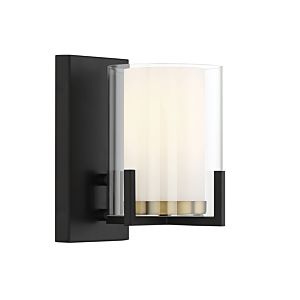 Eaton 1-Light Wall Sconce in Matte Black with Warm Brass Accents