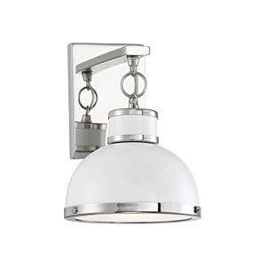 Savoy House Corning 1 Light Wall Sconce in White with Polished Nickel Accents
