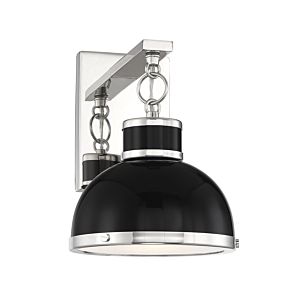 Corning 1-Light Wall Sconce in Matte Black with Polished Nickel Accents