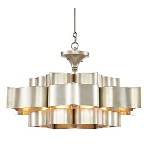 Grand 6-Light Chandelier in Contemporary Silver Leaf