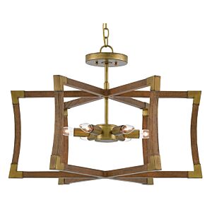 Currey & Company 6 Light 19 Inch Bastian Small Lantern in Chestnut and Brass