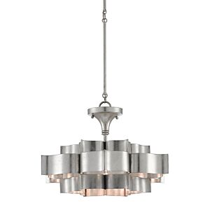 Currey & Company Grand Lotus Small Chandelier in Silver Leaf