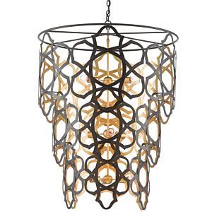Mauresque 9-Light Chandelier in Bronze Gold with Contemporary Gold Leaf
