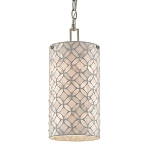 Currey & Company 15 Inch Ellison Pendant in Pearl and Antique Silver Leaf