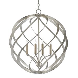 Roussel 4-Light Chandelier in Contemporary Silver Leaf