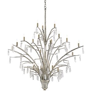 Raux 21-Light 21 Light Chandelier in Contemporary Silver Leaf with Natural