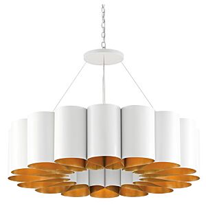Chauveau 16-Light 16 Light Chandelier in Pearl White with Contemporary Gold Leaf