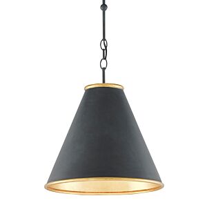 Pierrepont 1-Light Pendant in Antique Black with Contemporary Gold Leaf with Painted Gold