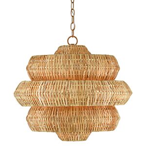 Antibes 3-Light Chandelier in Khaki with Natural Rattan