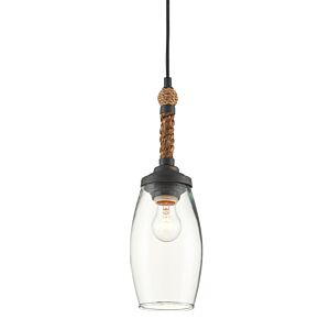 Hightider 1-Light Pendant in French Black with Natural Rope