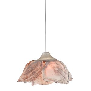 Catrice 1-Light Pendant in Painted Silver with Contemporary Silver Leaf with Natural Shell