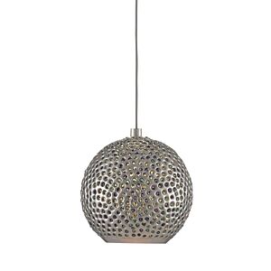Giro 1-Light Pendant in Painted Silver with Nickel with Blue