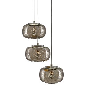 Pepper 3-Light Pendant in Painted Silver with Nickel