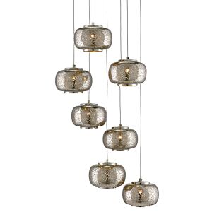 Pepper 7-Light Pendant in Painted Silver with Nickel