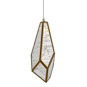 Glace 1-Light Pendant in Painted Silver with Antique Brass