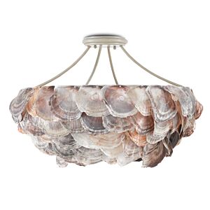 Seahouse 6-Light Chandelier in Smokewood with Natural Shell