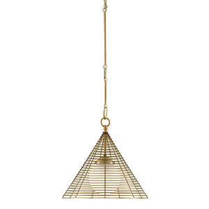 Nadir 1-Light Pendant in Antique Brass with Frosted Glass