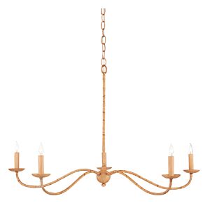Saxon Rattan 5-Light Chandelier in Saddle Tan with Natural Rattan