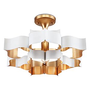Grand Lotus 1-Light Chandelier in Sugar White with Comtemoprary Gold Leaf