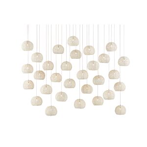 Piero 30-Light 30 Light Pendant in White with Painted Silver