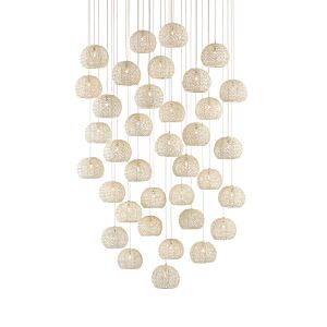 Piero 36-Light 36 Light Pendant in White with Painted Silver