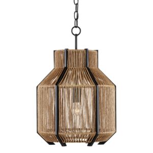 Mali 1-Light Pendant in Satin Black with Natural