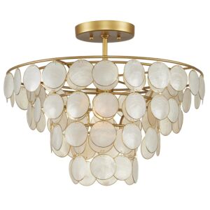 1-Light Semi-Flush Mount in Natural with Gold