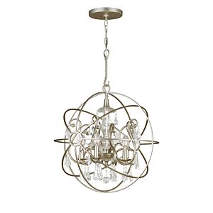 Crystorama Solaris 5 Light 24 Inch Industrial Chandelier in Olde Silver with Clear Hand Cut Crystals