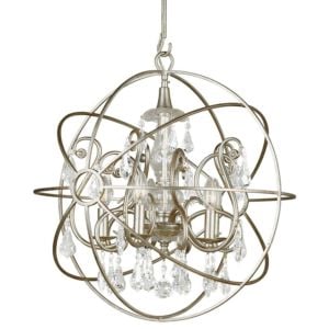 Crystorama Solaris 5 Light 24 Inch Industrial Chandelier in Olde Silver with Clear Swarovski Strass Crystals