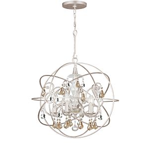 Crystorama Solaris 5 Light 24 Inch Industrial Chandelier in Olde Silver with Golden Shadow Hand Cut Crystals