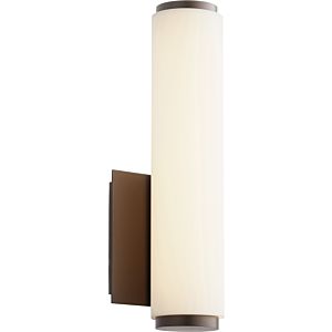 Quorum Transitional 13 Inch Wall Sconce in Oiled Bronze with Matte White Acrylic
