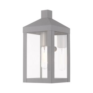 Nyack 1-Light Outdoor Wall Lantern in Nordic Gray w with Brushed Nickels and Polished Chrome Stainless Steel