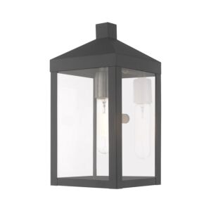 Nyack 1-Light Outdoor Wall Lantern in Scandinavian Gray w with Brushed Nickels and Polished Chrome Stainless Steel