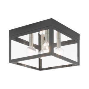 Nyack 4-Light Outdoor Ceiling Mount in Scandinavian Gray w with Brushed Nickels and Polished Chrome Stainless Steel