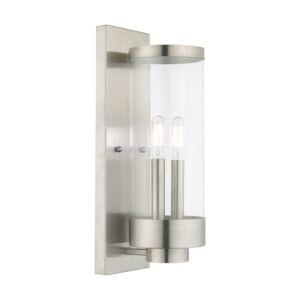 Hillcrest 2-Light Outdoor Wall Lantern in Brushed Nickel