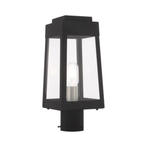 Oslo 1-Light Outdoor Post-Top Lanterm in Black w with Brushed Nickel