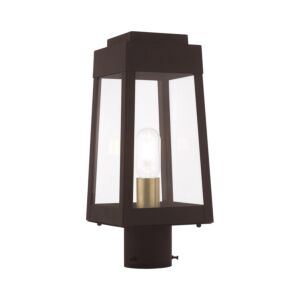 Oslo 1-Light Outdoor Post-Top Lanterm in Bronze w with Antique Brasss