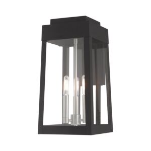Oslo 3-Light Outdoor Wall Lantern in Black w with Brushed Nickels