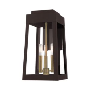 Oslo 3-Light Outdoor Wall Lantern in Bronze w with Antique Brasss