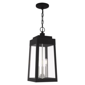 Oslo 3-Light Outdoor Pendant in Black w with Brushed Nickels
