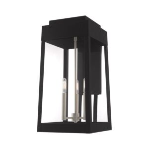 Oslo 3-Light Outdoor Wall Lantern in Black w with Brushed Nickels