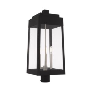 Oslo 3-Light Post-Top Lanterm in Black w with Brushed Nickels