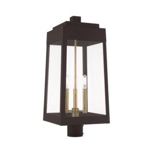 Oslo 3-Light Post-Top Lanterm in Bronze w with Antique Brasss